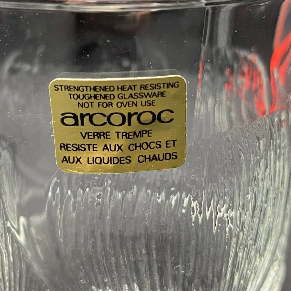 Vintage Arcoroc Set Of 6 Heat Resistant Glassware  - 7 Oz Textured Tumblers